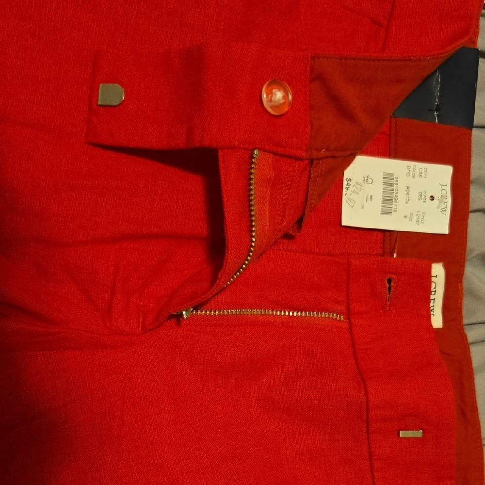 J. Crew Red Linen Scalloped Shorts NWT - Picture 5 of 6